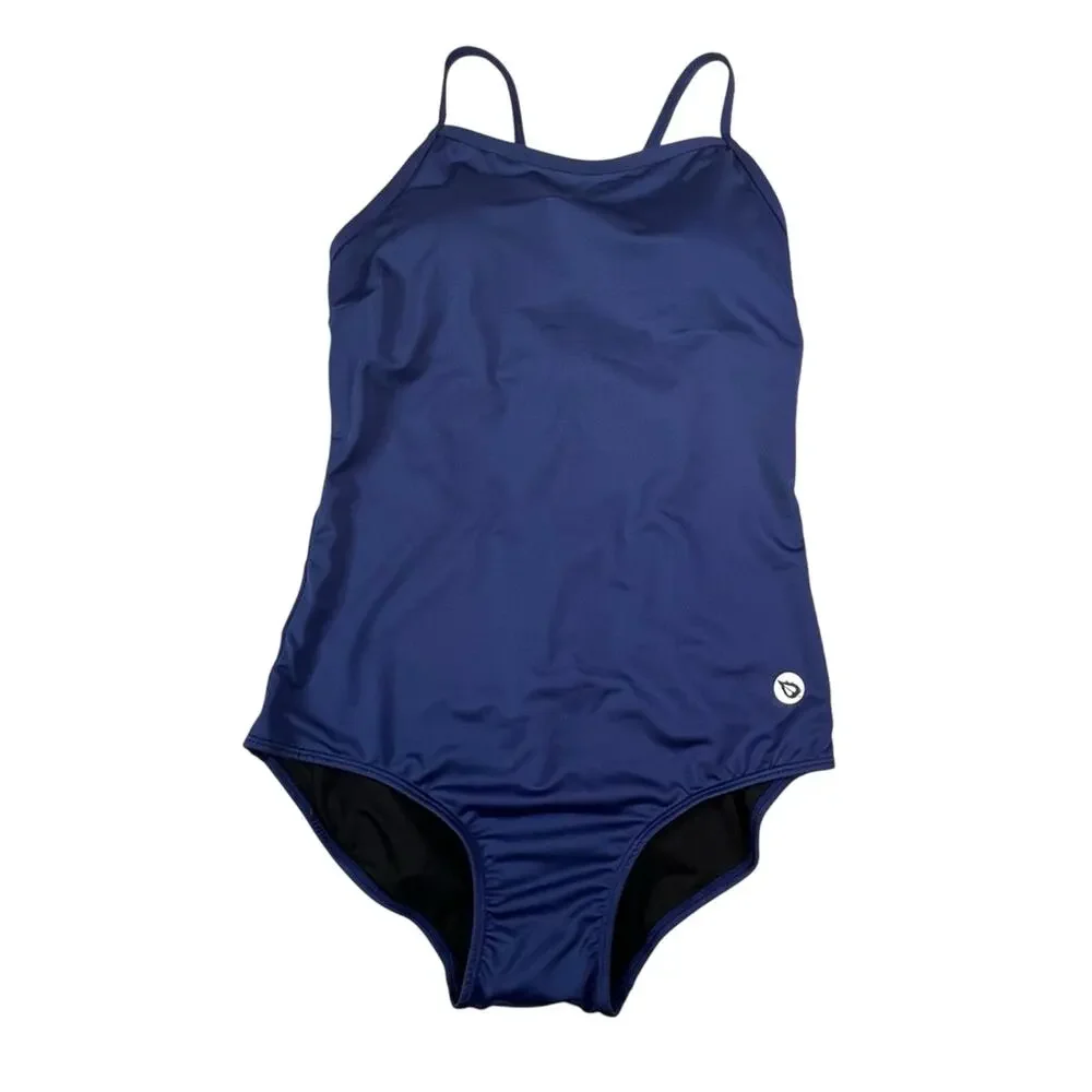 Baleaf One-Piece Swimsuit Navy Blue Size 36 Medium UPF 50+ Semi-Open V-Back NEW